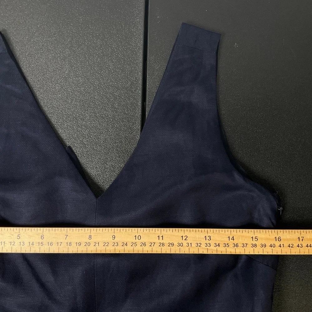 Banana Republic Jumpsuit Women 6 Navy Linen Tie Back Wide Leg Cropped Petite‎